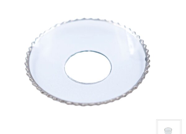 Glas-Kerzenmanschette "Gezackt Silberrand" für Kerzen bis Ø 25 mm