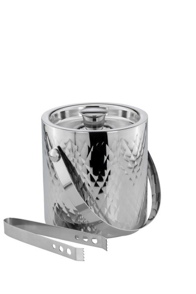 Eiswürfelbehälter mit Zange Rautenmuster (H) 17 x (Ø) 16 cm