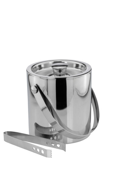 Eiswürfelbehälter mit Zange Hochglanz poliert (H) 17 x (Ø) 16 cm