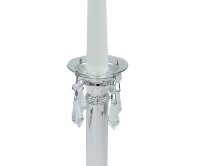 Glas-Kerzenmanschette (Tropfenfänger) mit Behang für Kerzen bis Ø 25 mm