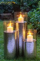 Boden-Windlicht gehämmert Edelstahl, H  79,0 cm, Ø 24,0 cm