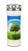 7-Tage-Brenner Grabkerze – Transparent Baum mit...