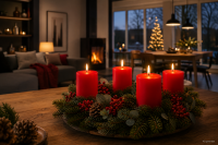 4er Set Adventskranzkerzen Rot | Wiedemann Kerzen