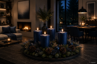 4er Set Adventskranzkerzen Dunkelblau | Wiedemann Kerzen