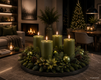 4er Set Adventskranzkerzen Olive | Wiedemann Kerzen
