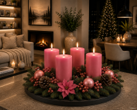 4er Set Adventskranzkerzen Erdbeerrosa | Wiedemann Kerzen