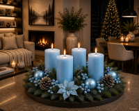 4er Set Adventskranzkerzen Himmelblau | Wiedemann Kerzen