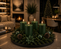 4er Set Adventskranzkerzen Tannengrün | Wiedemann...