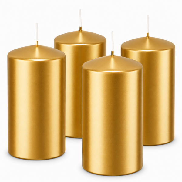 4er Set Adventskranzkerzen Gold | Wiedemann Kerzen