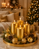 4er Set Adventskranzkerzen Gold | Wiedemann Kerzen