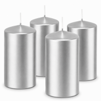 4er Set Adventskranzkerzen Silber | Wiedemann Kerzen