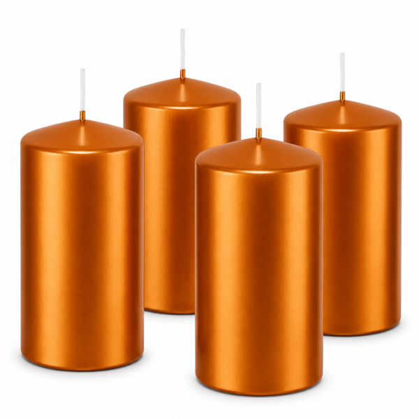 4er Set Adventskranzkerzen Bernstein Metallic | Wiedemann Kerzen