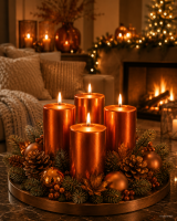 4er Set Adventskranzkerzen Bernstein Metallic | Wiedemann Kerzen