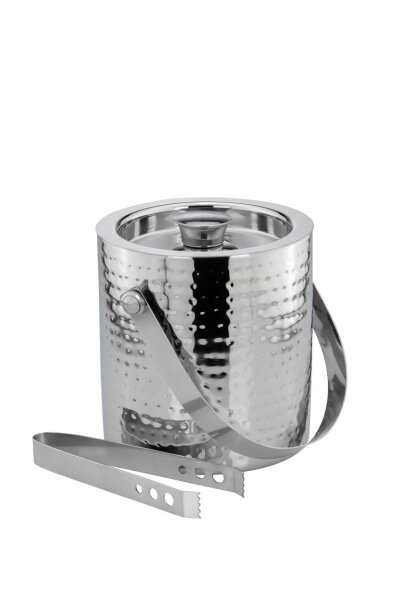 Eiswürfelbehälter mit Zange Hammerschlag-Optik (H) 17 x (Ø) 16 cm