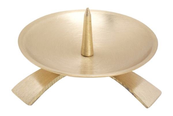 Dreifußleuchter dicker Dorn Messing Gold matt Ø 9,5 cm für Kerzen Ø 7 cm