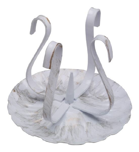 Kerzenhalter Eisen weiss/gold mit Dorn Höhe 8 cm für Kerzen Ø 3 - 5 cm