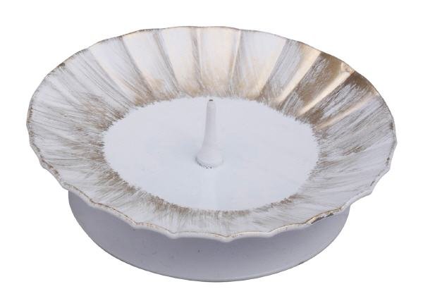 Kerzenleuchter Eisen weiss/gold mit Dorn Ø 9,5 cm für Kerzen Ø 6 cm