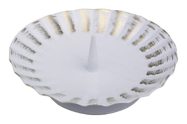 Kerzenleuchter Eisen weiss/gold mit Dorn Ø 11 cm für Kerzen Ø 7 cm
