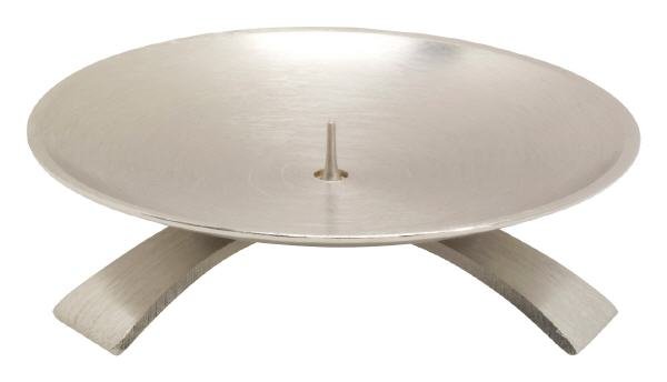 Dreifußleuchter dünner Dorn Messing Silber matt Ø 11,5 cm für Kerzen Ø 9 cm