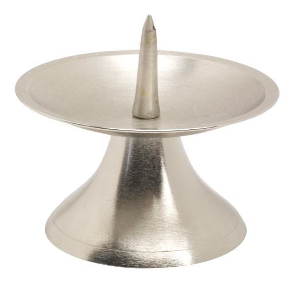 Kerzenleuchter dicker Dorn Messing Silber matt Ø 9 cm für Kerzen Ø 7 cm