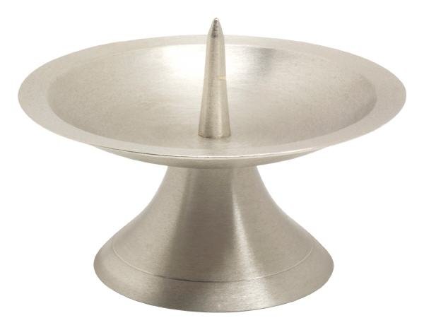 Kerzenleuchter dicker Dorn Messing Silber matt Ø 11 cm für Kerzen Ø 9 cm
