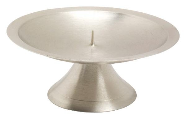 Kerzenleuchter dünner Dorn Messing Silber matt Ø 13,5 cm für Kerzen Ø 11 cm