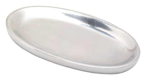 Kerzenteller Oval Aluminium poliert 12 x 6 cm