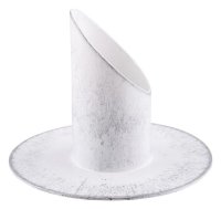 Langkerzenhalter Eisen Rund Weiß/Silber für...