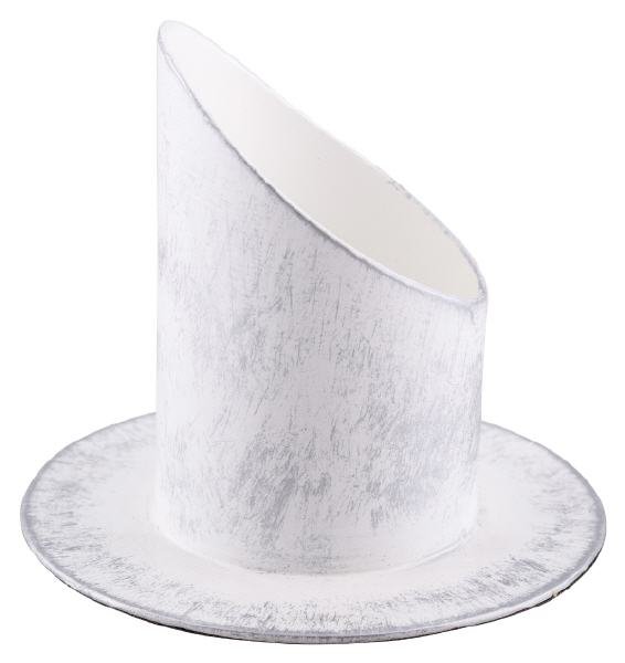 Langkerzenhalter Eisen Rund Weiß/Silber für Kerzen Ø 5 cm