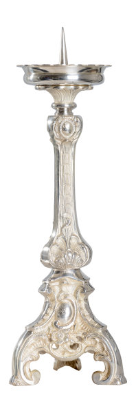 Altarleuchter Messing Silber Höhe 39 cm Dorn und Tülle inkl. Ø 4 cm