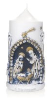 Weihnachtskerze  "Heilige Familie" Weiß...