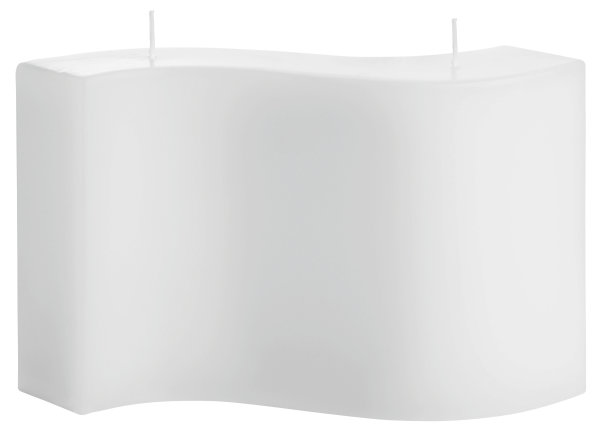 Formenkerze "Welle mit 2 Dochten" Weiß 150 x Ø 250 mm, 1 Stück