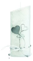 Hochzeitskerze Ellipse Perlmutt "Herzen, Ringe mit...