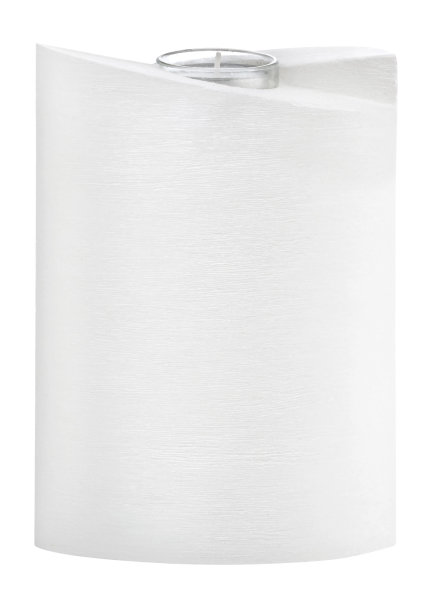 Formenkerze "Ellipse" mit Teelichteinsatz und Perlmuttoberfläche Weiß 180 x Ø 130 mm, 1 Stück
