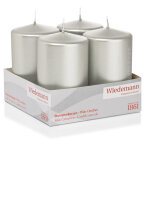 Stumpenkerzen Silber 100 x Ø 60 mm, 4 Stück