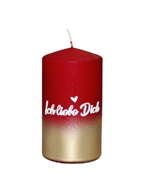 Spruchkerze "Ich liebe Dich", 130 x 70 mm