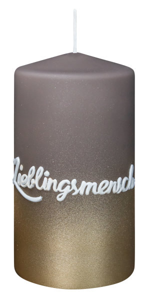 Spruchkerze "Lieblingsmensch" Taupe 130 x Ø 68 mm, 1 Stück