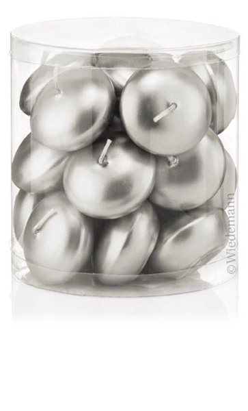 Schwimmkerzen Silber Ø 45 mm, 24 Stück