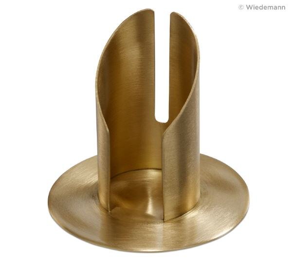 Kerzenleuchter Röhrenleuchter Gold Messing satiniert für Kerzen Ø 78 mm