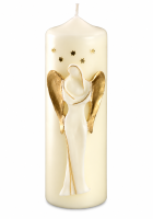 Engel-Kerze mit Sternen Elfenbein/Gold 2720 x Ø 70 mm