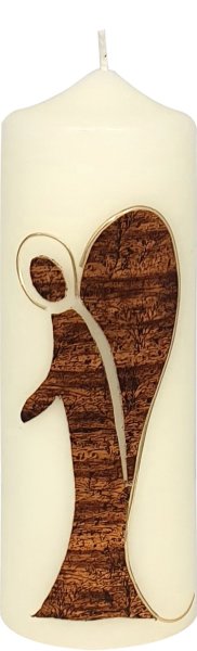 Engel-Kerze "Engel in Holzoptik" Elfenbein 170 x Ø 60 mm