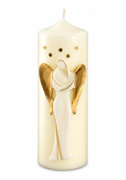 Engel-Kerze mit Sternen Elfenbein/Gold 220 x Ø 70 mm