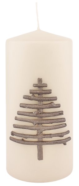 Stumpenkerzen Advent "Natural Tree" Creme 150 x Ø 68 mm, 4 Stück
