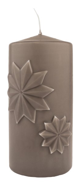 Stumpenkerzen Advent "Sternenduo" Taupe 150 x Ø 68 mm, 4 Stück