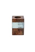 Kerzenleuchter Holz mit Pinselstrich in Weiß...