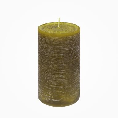 Premium Rustik durchgefärbte Stumpenkerze Olive 150 x Ø 80 mm, 1 Stück