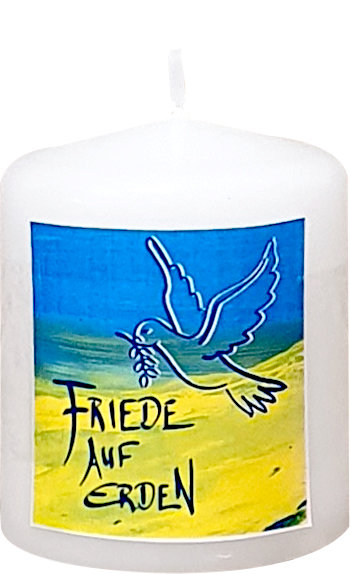 Friedenskerze "Friede auf Erden" Weiß 60 x Ø 50 mm, 1 Stück