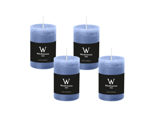 4er Set Durchgefärbte Stumpenkerzen Grau Blau
