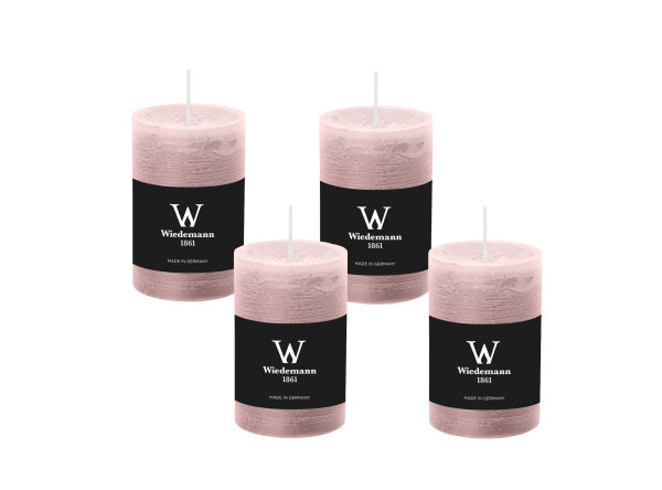 4er Set Durchgefärbte Stumpenkerzen Rosé