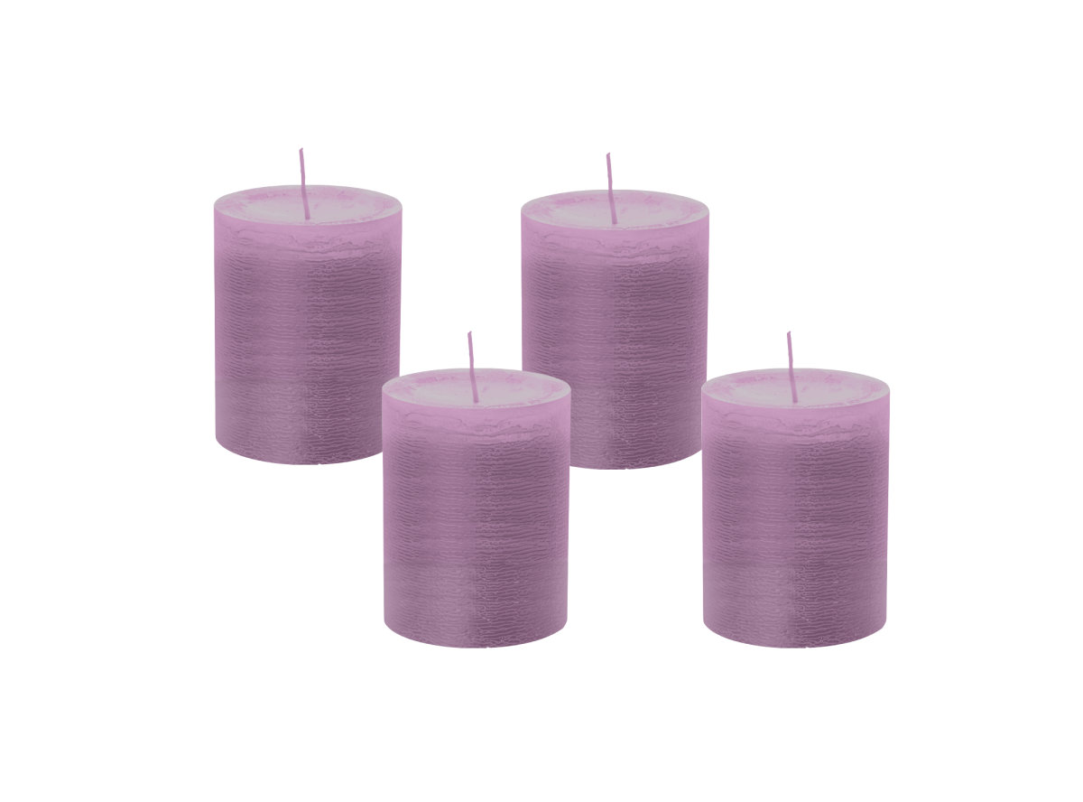 4er Set Durchgefärbte Stumpenkerzen Mauve Lila günstig im Kerzen Onli